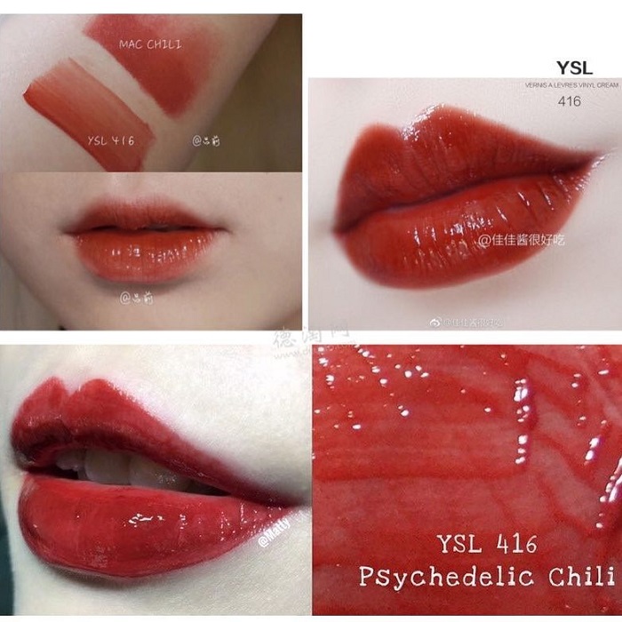 Review Son YSL 416 Vinyl Cream Lip Stain Đỏ Gạch Thời Thượng